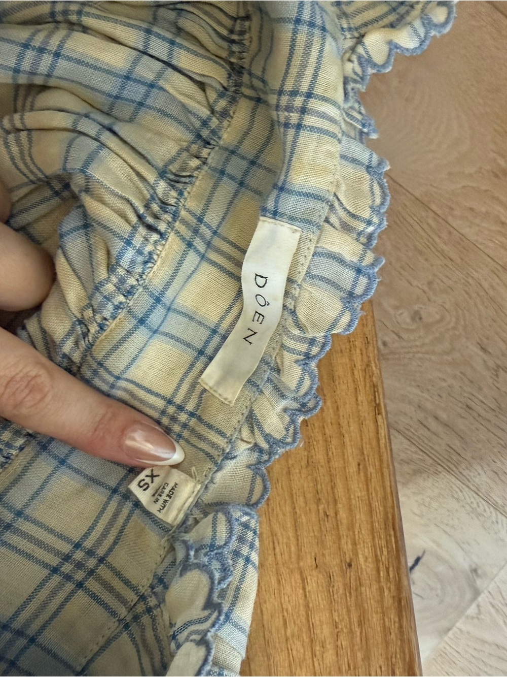Doen Cream and Blue Plaid Mini Dress - Picture 2 of 2